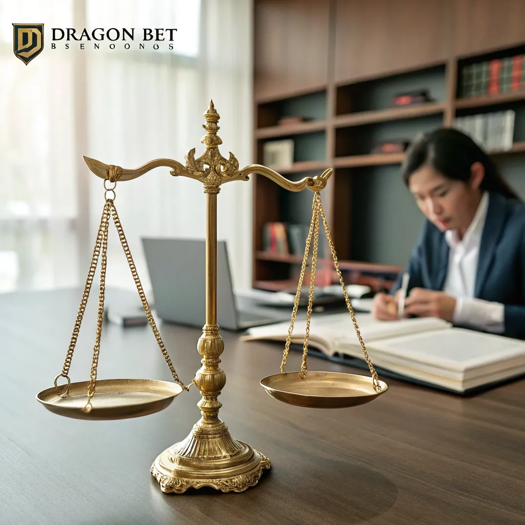 Balanza de justicia dorada representando los términos legales del sitio DragonTimeForSpin